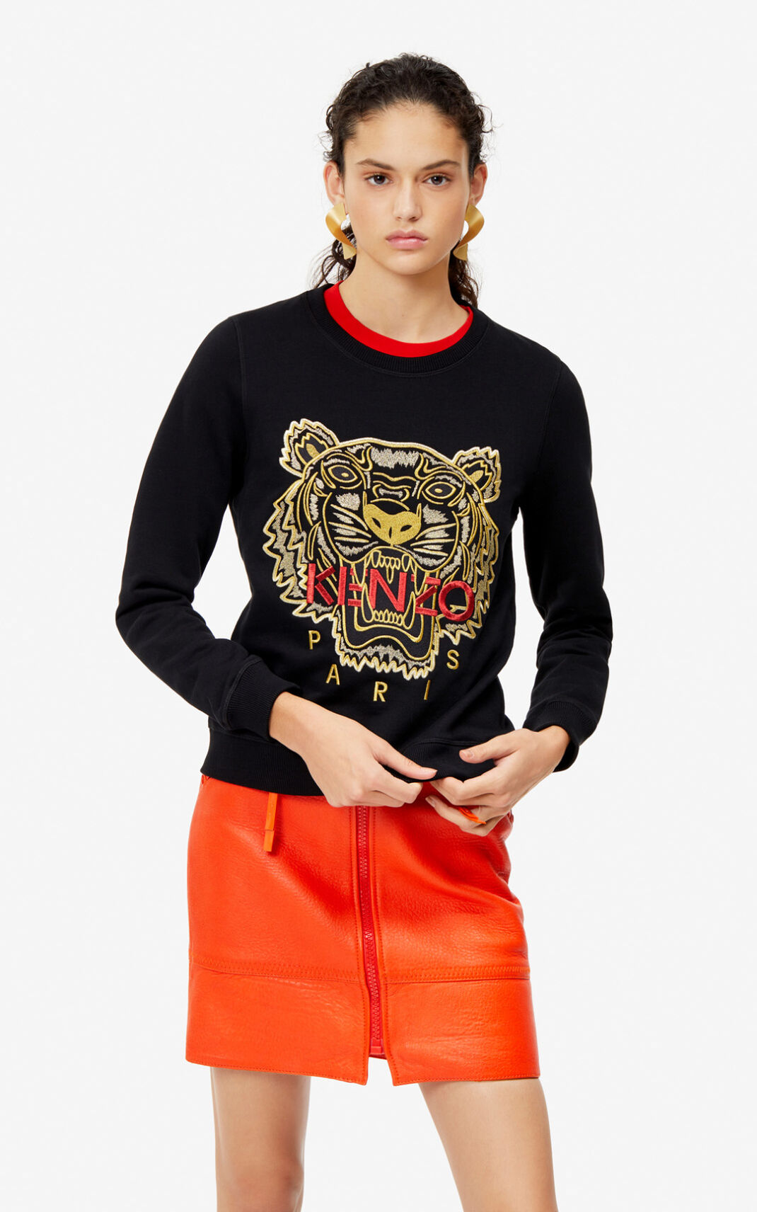 Kenzo Tiger Sweatshirt Bayan Siyah | 0416-MBAWU